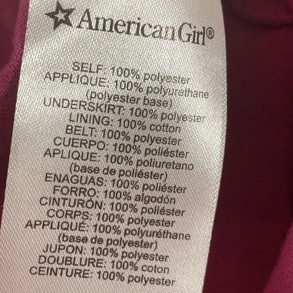 American Girl Merry Magenta children’s dress size 7 Missing Belt